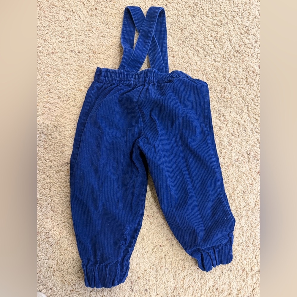 Vintage Blue corduroy toddler pants and suspenders 2T